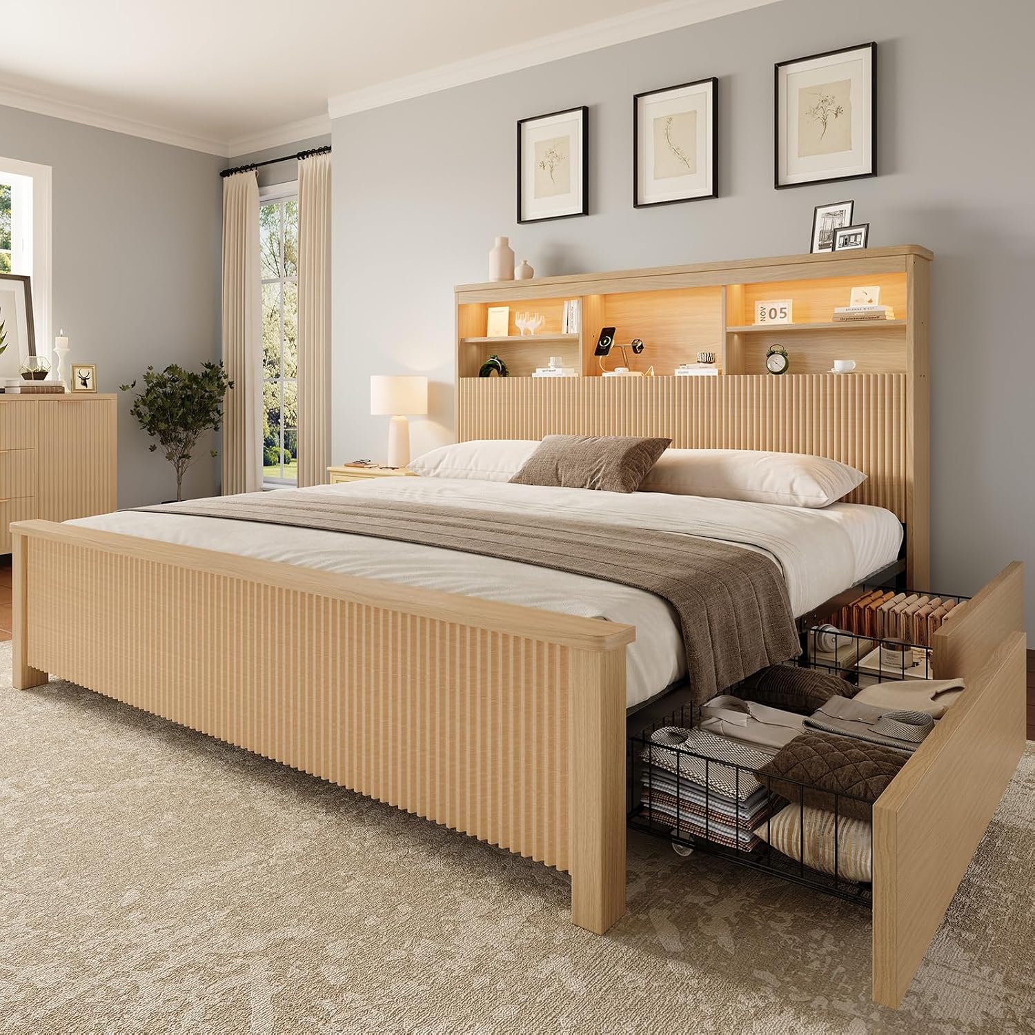 King Size Yatak Çerçevesi 4 Çe - King Size Bed Frame With Storage Drawers incelemesi ve fiyatı