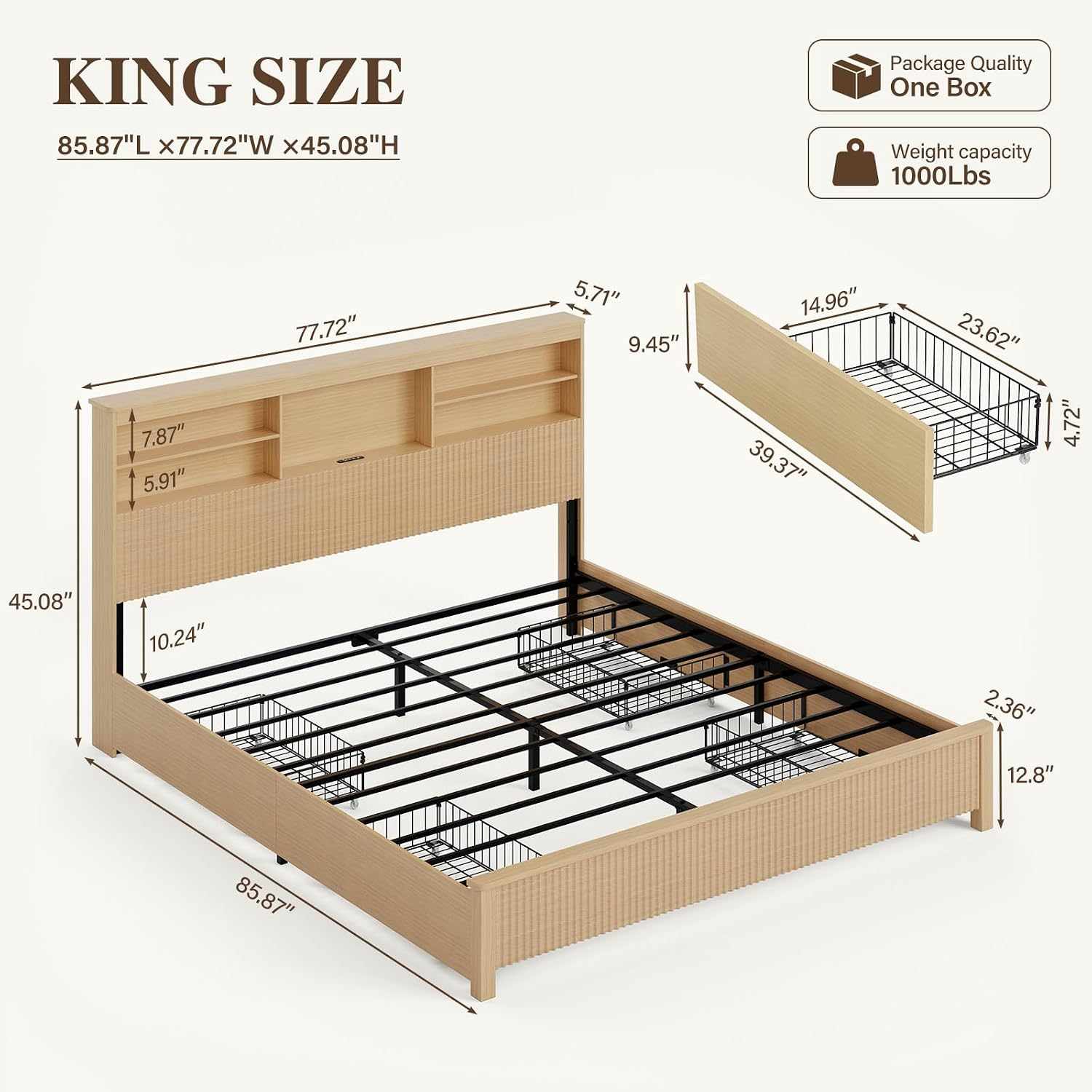 King Size Yatak Çerçevesi 4 Çe - King Size Bed Frame With Storage Drawers incelemesi ve fiyatı