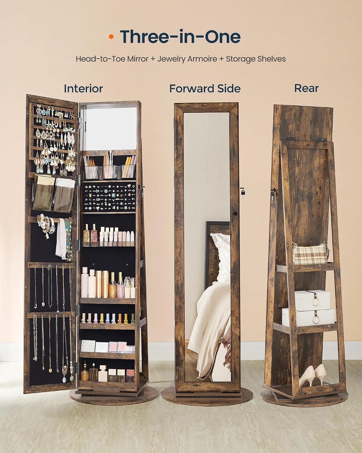 Ayaklı Mücevher Dolabı, Depola - Full Length Mirror Jewelry Armoire incelemesi ve fiyatı