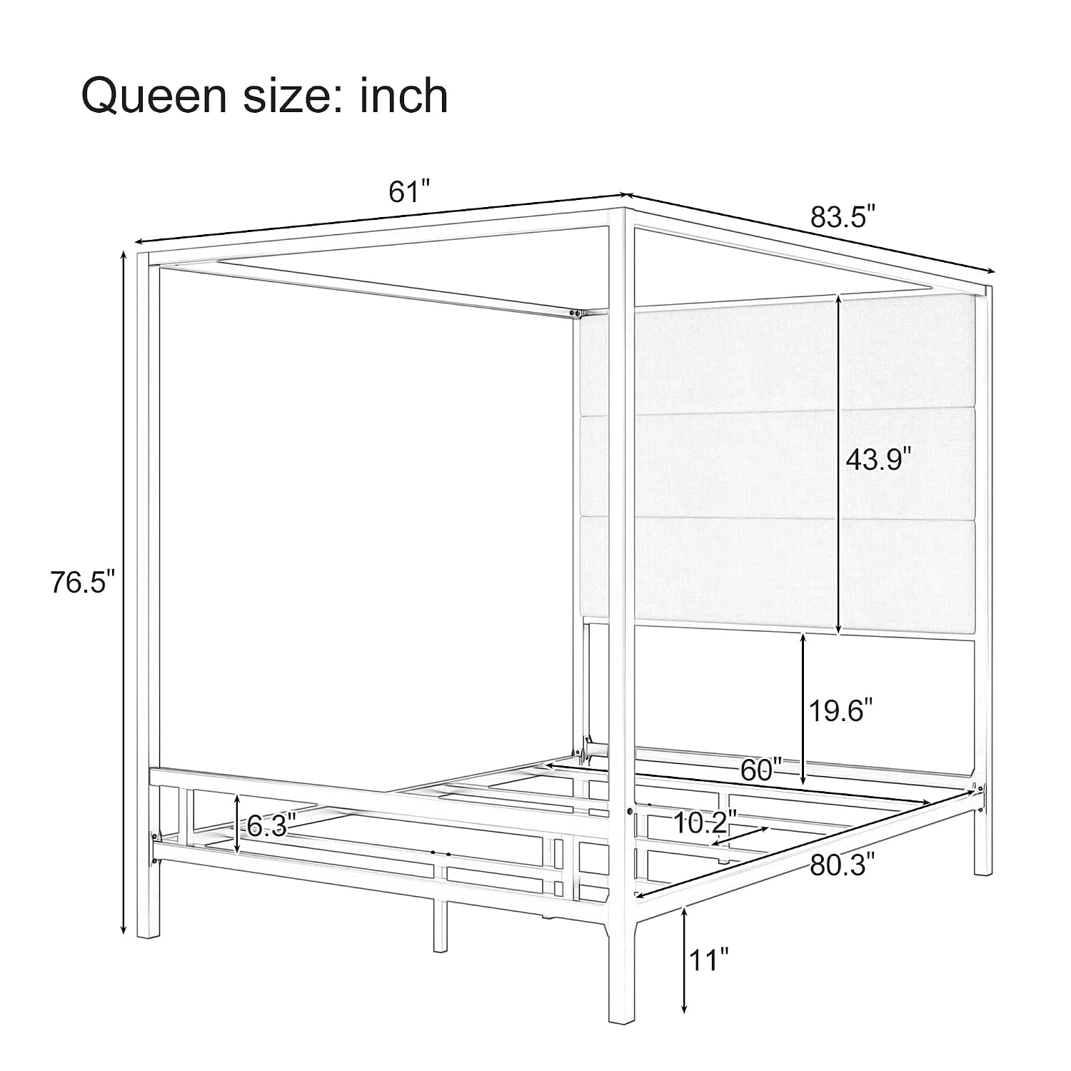 Kraliçe Boyu Gölgelikli Yatak, - Canopy Bed Frame Metal Queen incelemesi ve fiyatı
