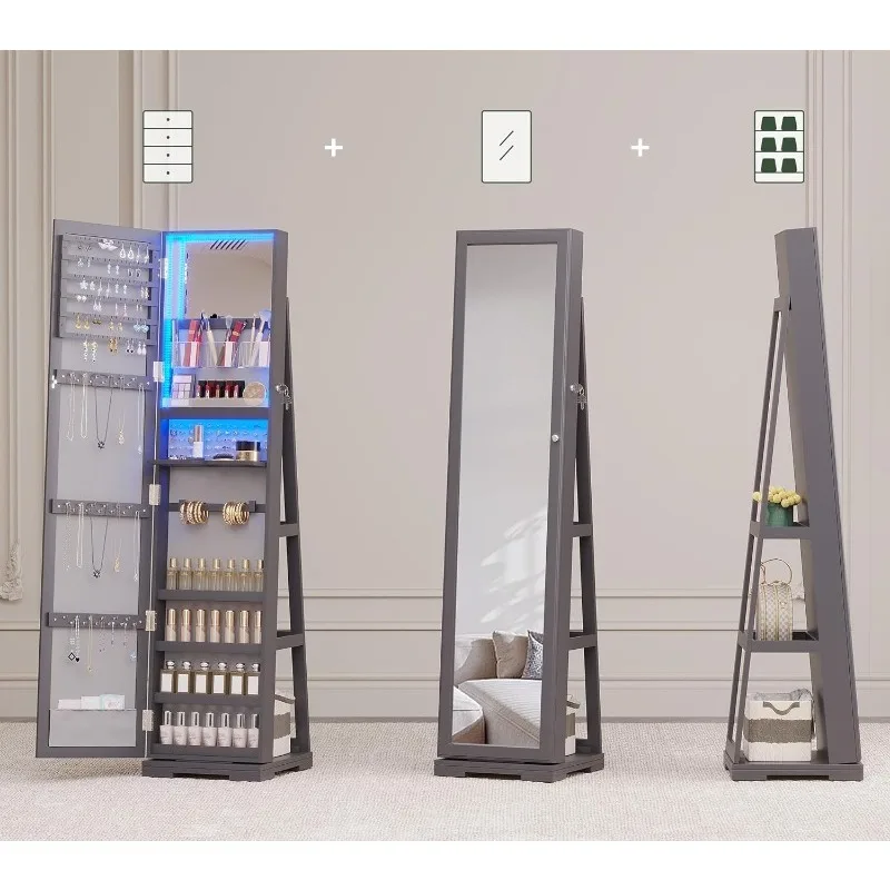 Tam Boy Aynalı LED Takı Dolabı - Full Length Mirror Jewelry Armoire incelemesi ve fiyatı