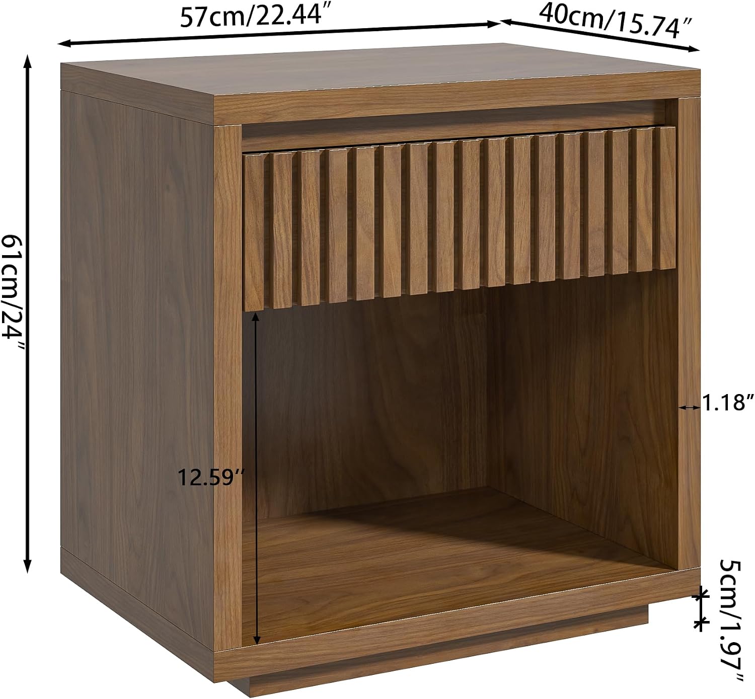 2 Çekmeceli, Oluklu Tasarımlı  - Solid Wood Nightstand 2 Drawers incelemesi ve fiyatı