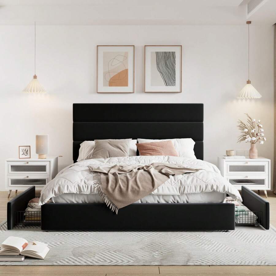 Tam/Kraliçe/Kral Boy Platform  - King Size Bed Frame With Storage Drawers incelemesi ve fiyatı
