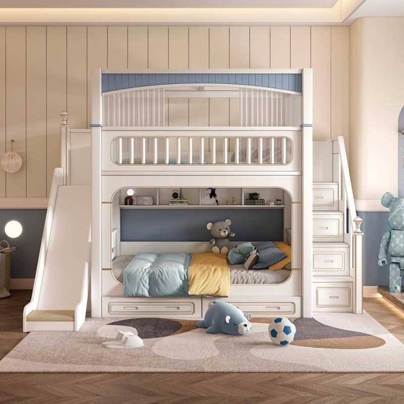 Modern Ev Beyaz Erkek Kız Çocu - Bunk Bed With Stairs And Slide incelemesi ve fiyatı