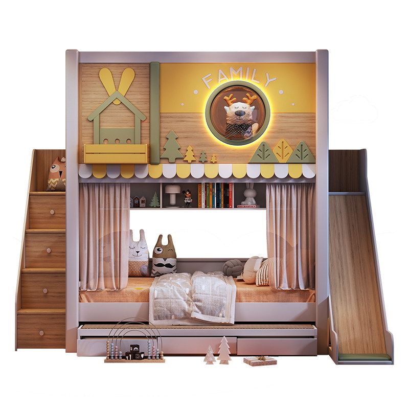 Modern Orman Temalı Çocuk Ranz - Bunk Bed With Stairs And Slide incelemesi ve fiyatı