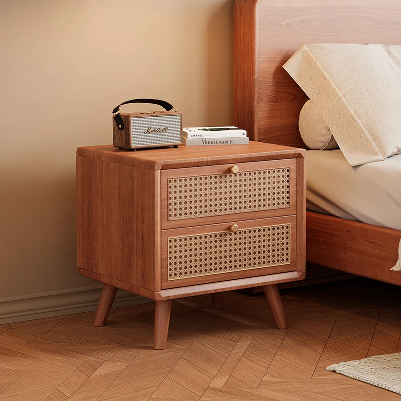 Dokuma Rattan Çekmeceli Masif  - Solid Wood Nightstand 2 Drawers incelemesi ve fiyatı
