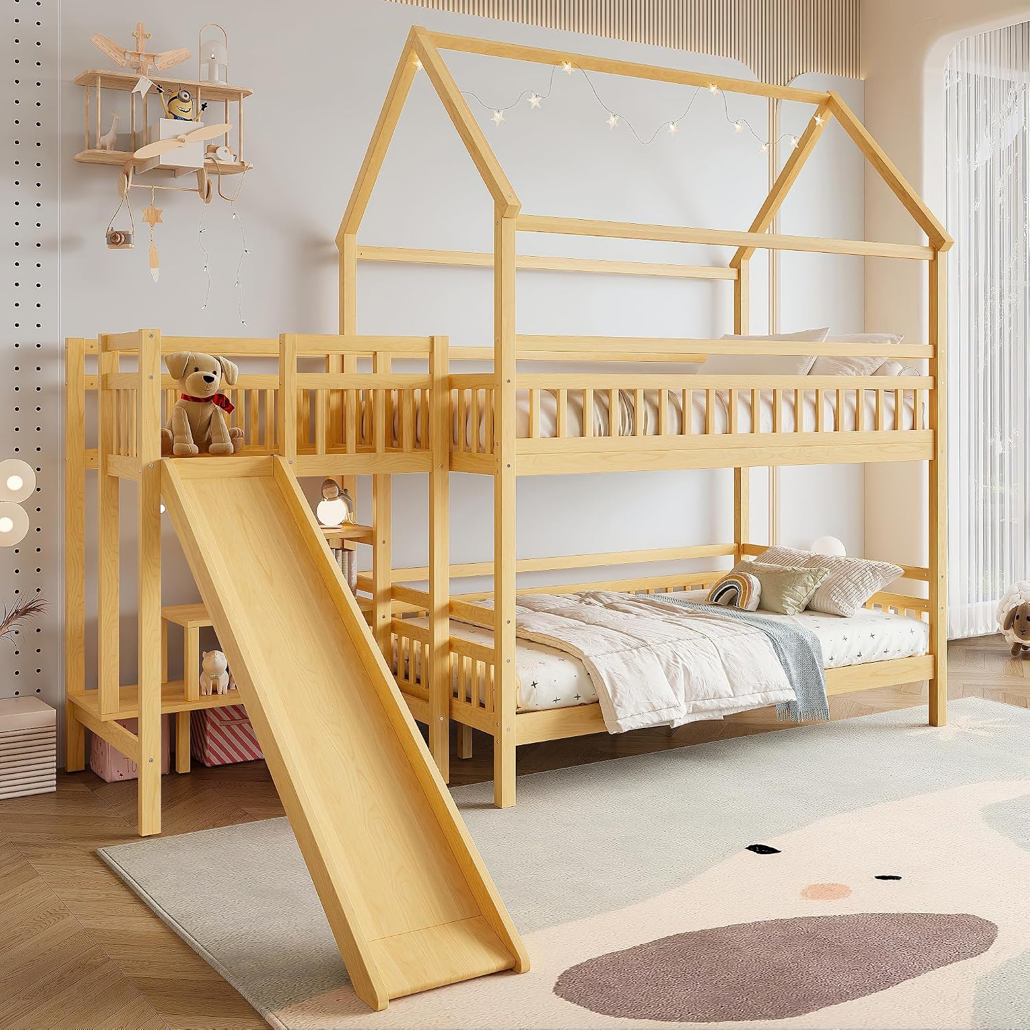 Oyun Evi Tasarımlı Çatılı Tam  - Bunk Bed With Stairs And Slide incelemesi ve fiyatı