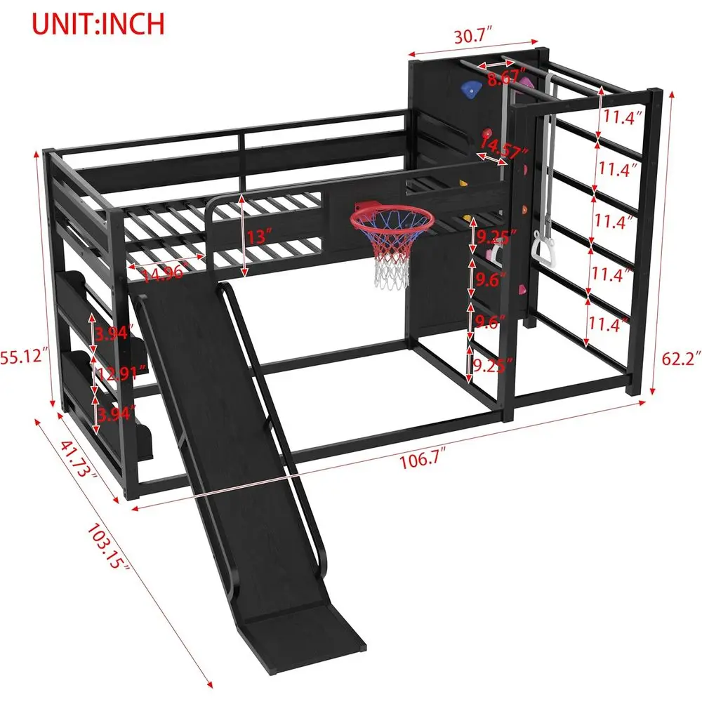 İkiz Metal Ranza Yatak, Basket - Bunk Bed With Stairs And Slide incelemesi ve fiyatı