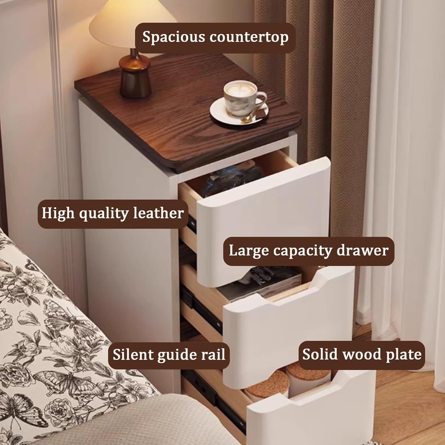 Yatak Yanı Masalar Yatak Odası - Solid Wood Nightstand 2 Drawers incelemesi ve fiyatı